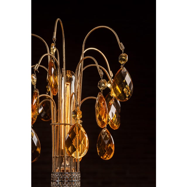 Hollywood Regency 1970s Hollywood Regency Amber Glass Waterfall Table Lamp For Sale - Image 3 of 7