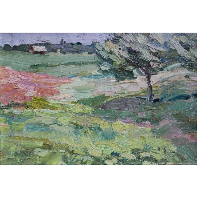 Elena Jantschak, Landscape with Tree, 1961, Oil on Cardboard, Framed For Sale - Image 8 of 8