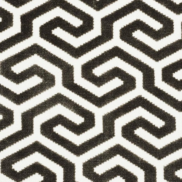 Contemporary Sample - Schumacher Ming Fret Velvet Fabric in Taupe For Sale - Image 3 of 3