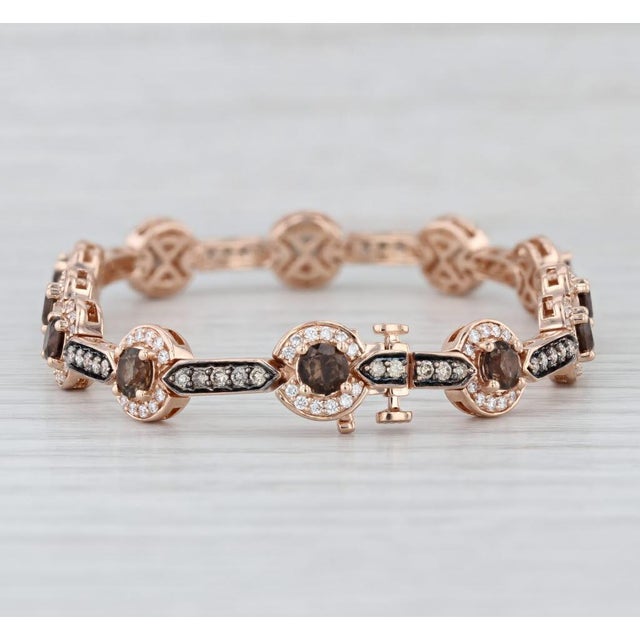 Rose Le Vian 4.07ctw Champagne Diamond Quartz Links Bracelet 14k Rose Gold 6.75" 8mm For Sale - Image 8 of 10
