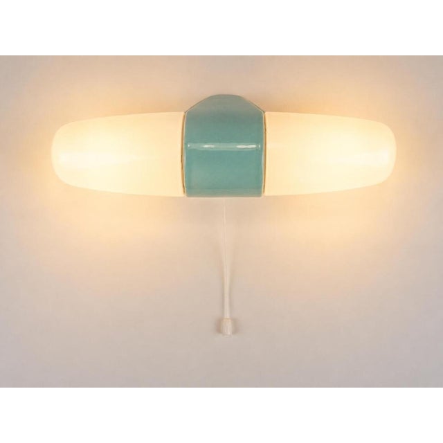 Wilhelm Wagenfeld Bauhaus Turquoise Double Sconce Wall Light, Germany, 1950s For Sale - Image 4 of 17