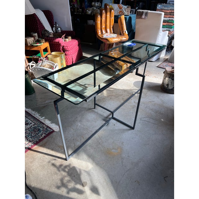Post Modern Steel and Glass French 1950s Console Table For Sale In Atlanta - Image 6 of 6