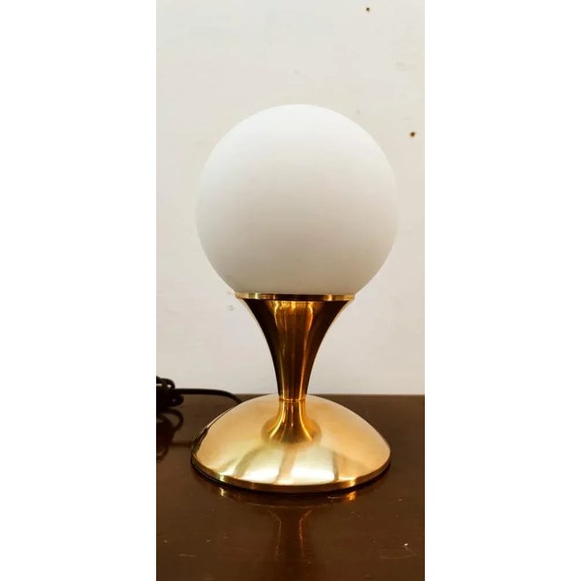 Brass Table Lamp with Satin White Sphere For Sale - Image 5 of 9