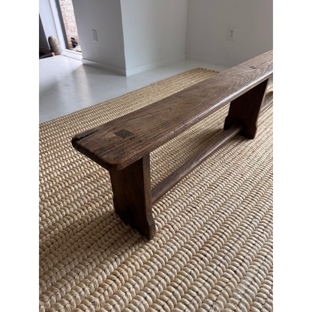 Early 20th Century Early 20th Century Rustic Wooden Bench, France For Sale - Image 5 of 13