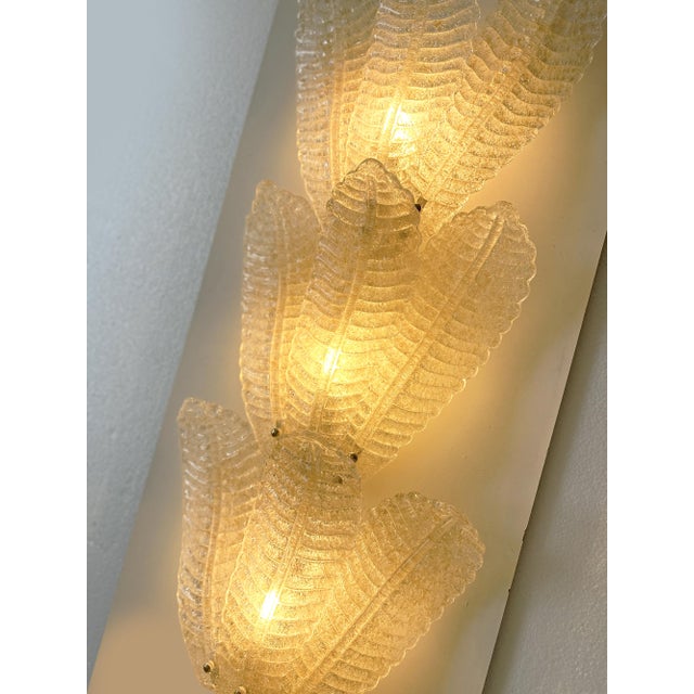 Contemporary Luxury Venetian Scenographic Wall Sconces Whith Amber "Graniglia" Leaves Murano Glass-Set of Two For Sale - Image 3 of 5