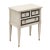 Side table, French, made of cherry wood with a hand painted “Trianon” gray finish and black hand painted trim. Three...