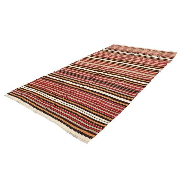 Traditional Mid 20th Century Striped Turkish Vintage Kilim Rug For Sale - Image 3 of 7