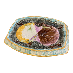 Mid 19th Centruy Majolica Shells & Seaweed on Waves Bread Plate