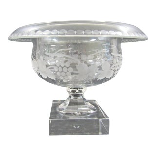 William Yeoward Cordelia Footed Grapevine Etched Compote Rose Bowl For Sale