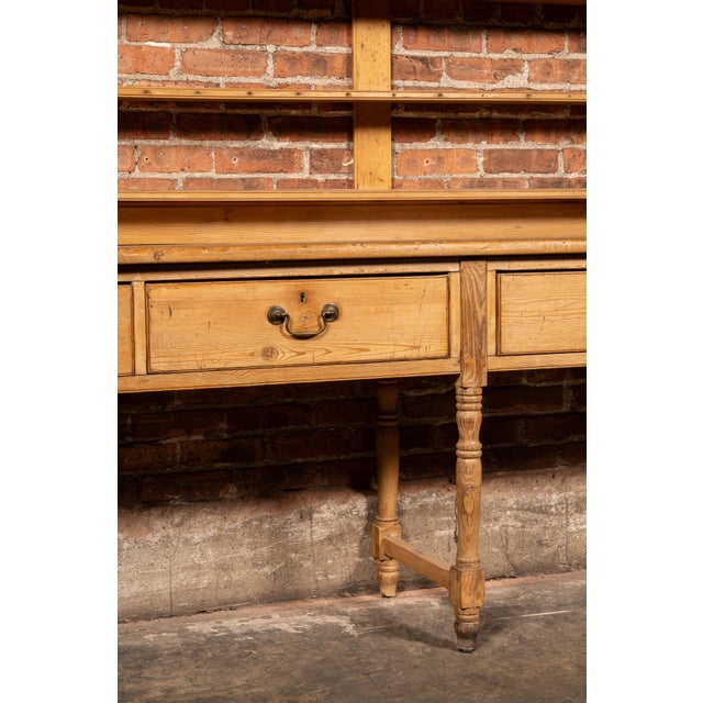 Late 19th Century 19th Century English Pine Farmhouse Dresser With Open Plate Rack For Sale - Image 5 of 16