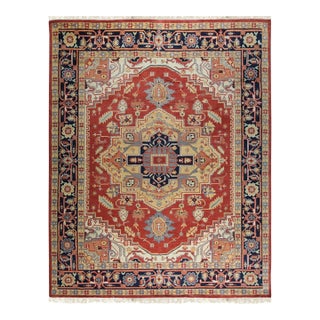 8x10 Harlow Oriental Coral Geometric Medallion Modern Hand Knotted Wool Carpet Rug For Sale