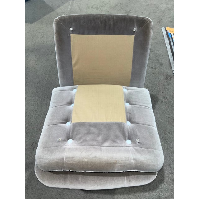 1975 Roche Bobois Gray Tufted Velvet Cantilever Chairs- Set of 2 For Sale - Image 11 of 12