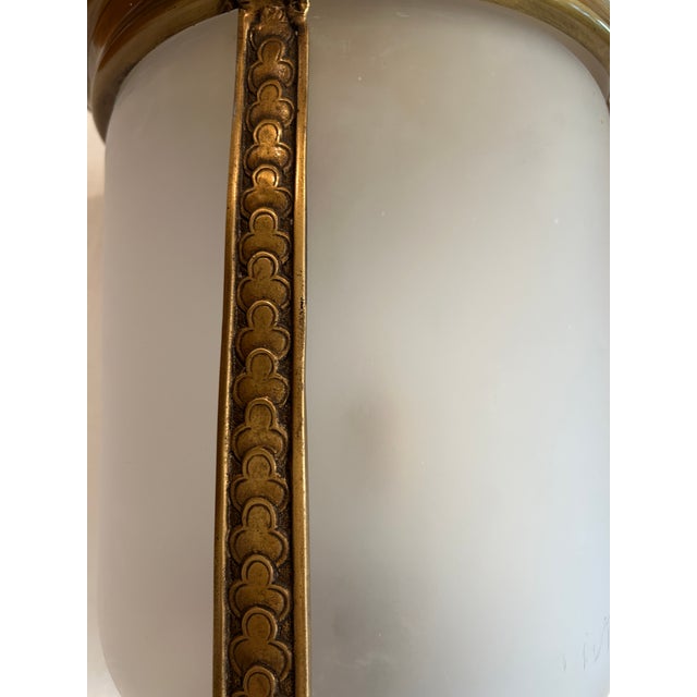 Victorian Vintage Victorian Frosted Glass/Brass Flush Mount Ceiling Light For Sale - Image 3 of 6