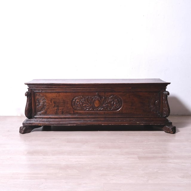 17th Century Carved Walnut Chest, Italy, 1890s For Sale - Image 6 of 18