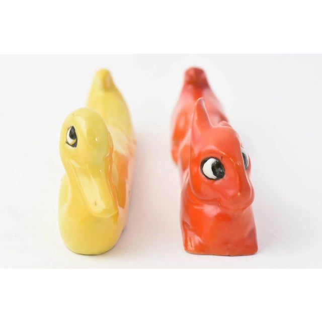 Yellow 20th Century Art Deco Duck and Bunny Rabbit Knife Rests - Set of 7 For Sale - Image 8 of 11
