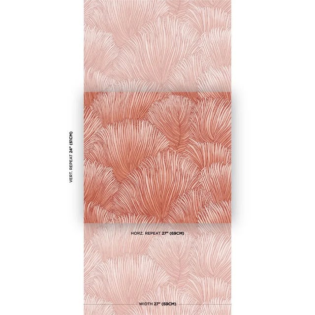 This stylish wallcovering features a dense scalloped arrangement of palm fronds that is delicately rendered with a subtle...