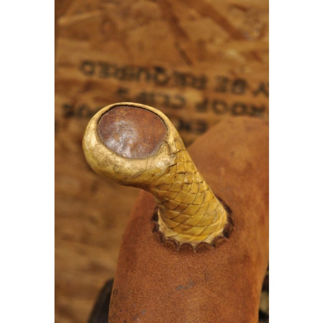Animal Skin Vintage Circle Y Brand Brown Leather & Suede 14 Inch Barrel Horse Western Saddle For Sale - Image 7 of 18