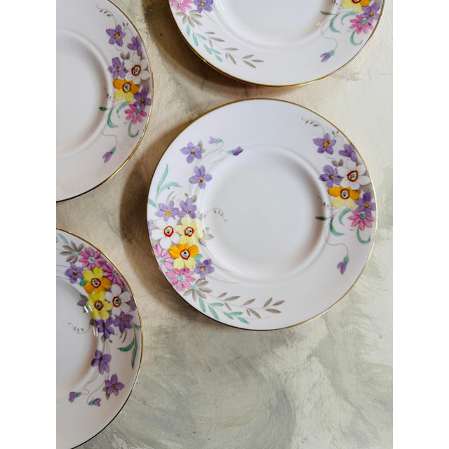 Vintage Tuscan China Made in England Floral Dessert Plates - Set of 5 For Sale - Image 4 of 12