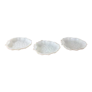 Late 20th Century Milk Glass Strawberry Shaped Candy or Trinket Dishes- Set of 3