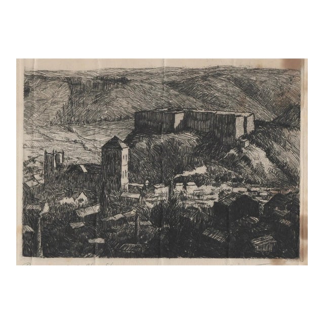 Antique European Landscape Etching For Sale