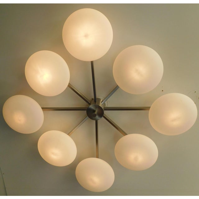 Fabio Ltd 21st Century Otto Satin Nickel Matte White Murano Glass Flush Mount by Fabio LTD For Sale - Image 4 of 4