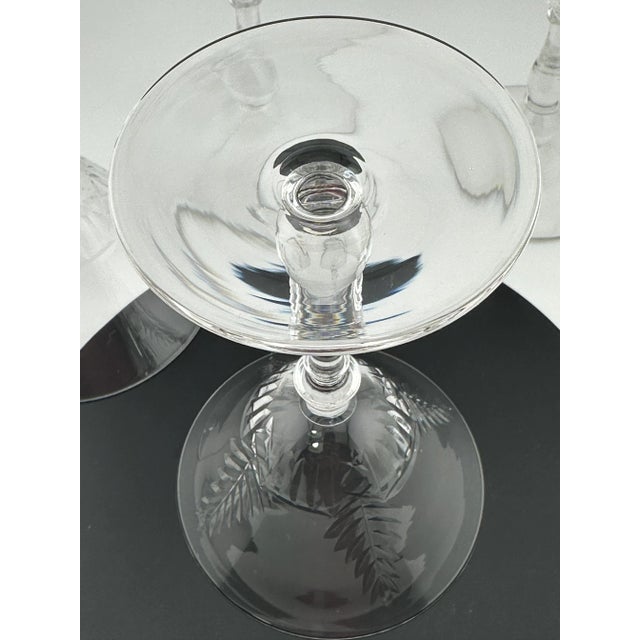 Traditional Bryce Crystal Champagne Glasses – Set of 4, Cut Crystal Stem 854 Feather Pattern, 1960s For Sale - Image 3 of 7