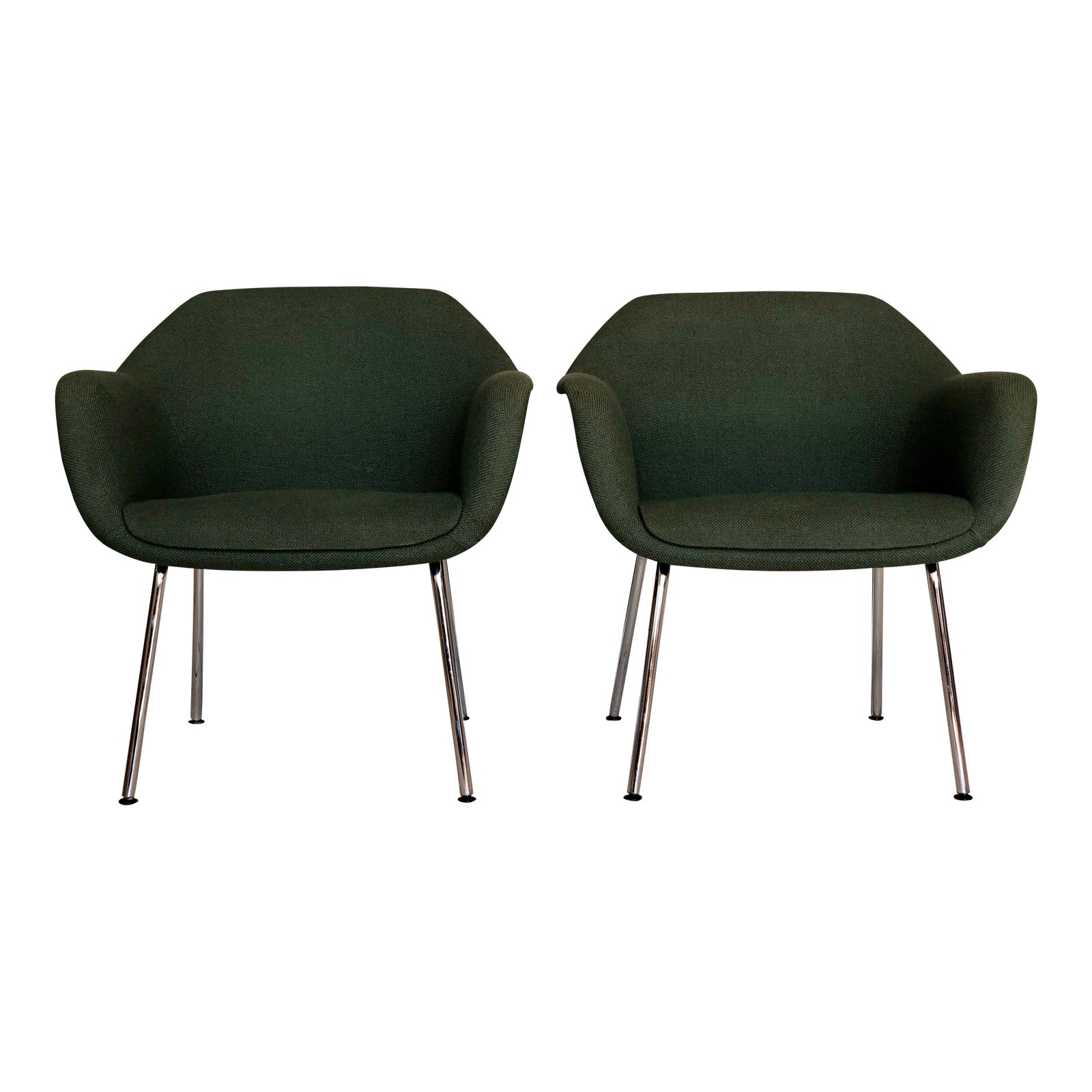 1960s Eames Egg Style Shell Emerald Green Armchairs a Pair Chairish