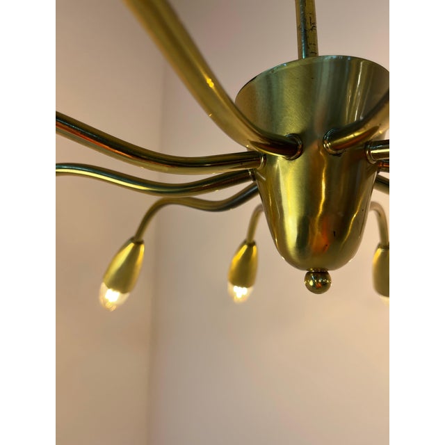 Brass 10-Arm Chandelier, 1950s For Sale - Image 4 of 11