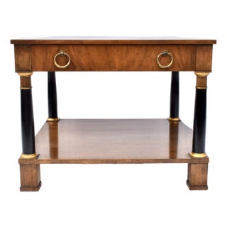Neoclassical Burl Walnut Side Table by Baker Furniture, Usa For Sale