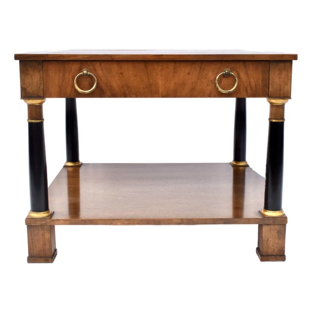 Neoclassical Burl Walnut Side Table by Baker Furniture, Usa For Sale