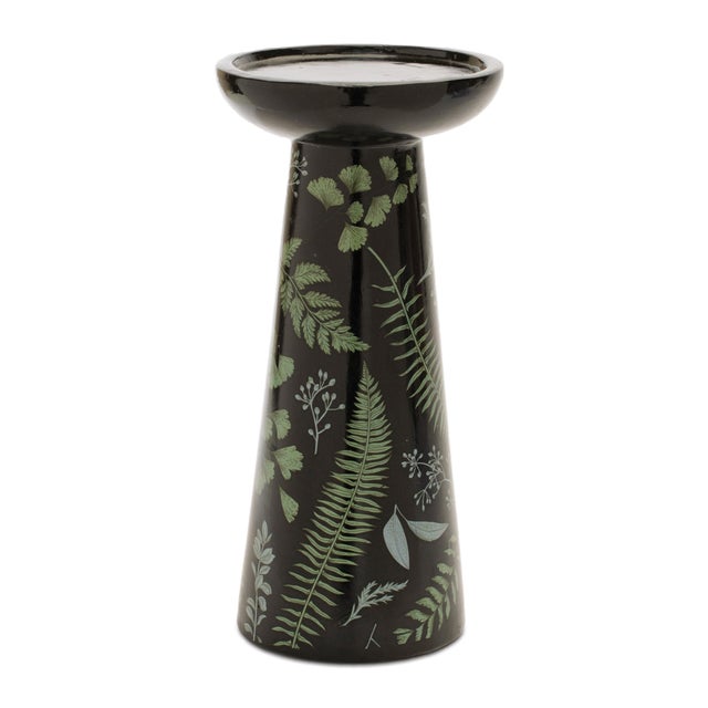 Kenneth Ludwig Chicago Ceramic Botanical Print Candle Holders (Set of 2) For Sale - Image 4 of 5