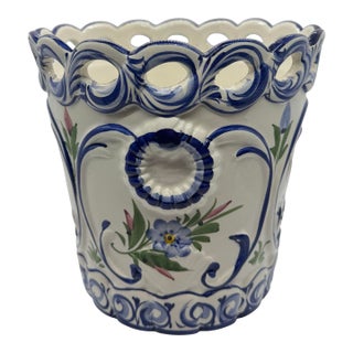1970s Portuguese Hand Painted Planter Pot For Sale