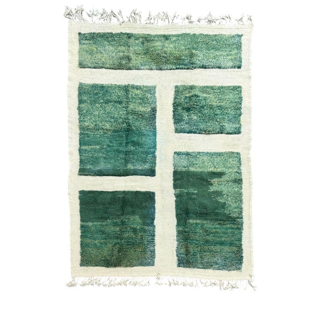 Vintage Green Beni Mrirt Grid Pattern Rug, 2010s For Sale - Image 11 of 11