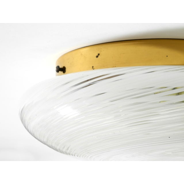 Swirl Flush Mount in Glass and Brass Base, 1980s For Sale - Image 9 of 18