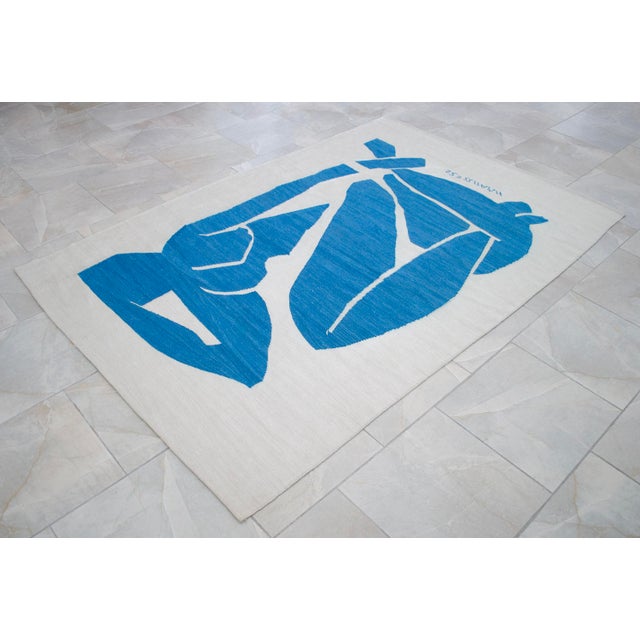 Cornflower Blue Henri Matisse Blue Nude 3 Inspired Silk Hand Woven Rug For Sale - Image 8 of 15