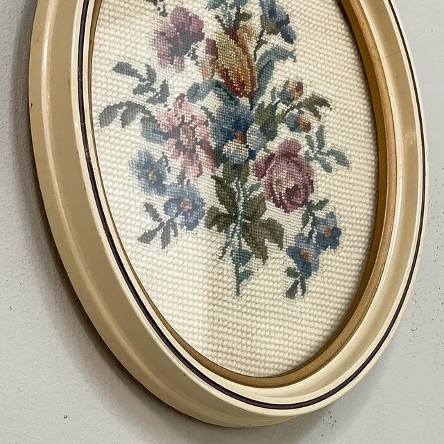 Pair Antique Needlepoint Works in Original Bakelite Frames For Sale - Image 10 of 13