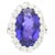15.46 Carat Oval Cut Fine Tanzanite and Diamond Halo Ring in 18k White Gold With, Size 7 For Sale