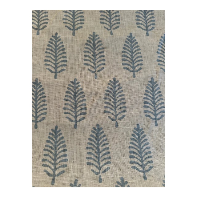 Quadrille Pinewood in Windsor Blue Linen Fabric 1 Yard For Sale