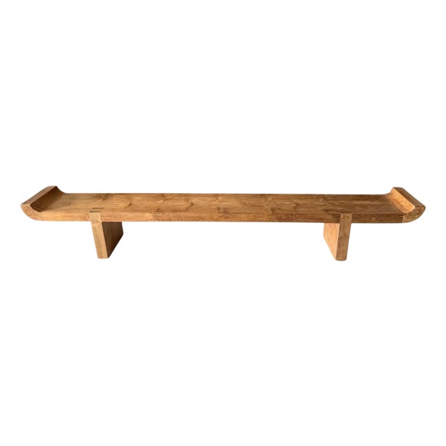 Very Long Sculptural Teak Wood Bench, Modern Organic, Stunning Wood Textures For Sale