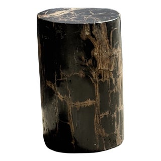 Small Side Table in Black Petrified Wood with Beige Striations, 1980s For Sale