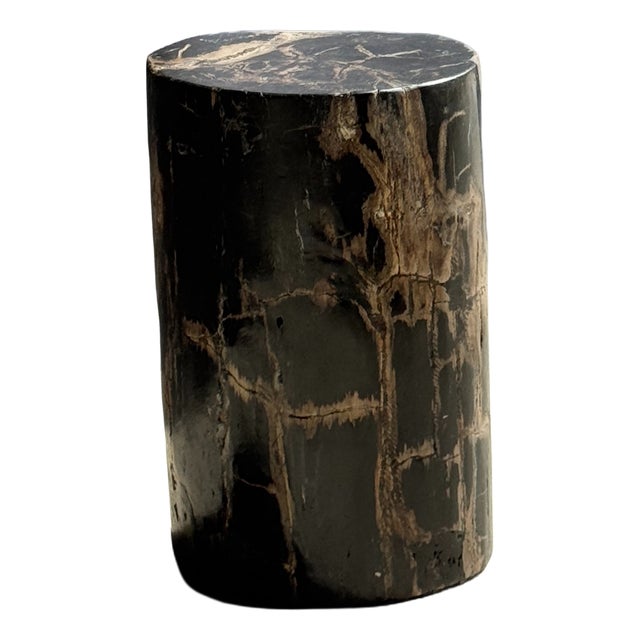 Small Side Table in Black Petrified Wood with Beige Striations, 1980s For Sale