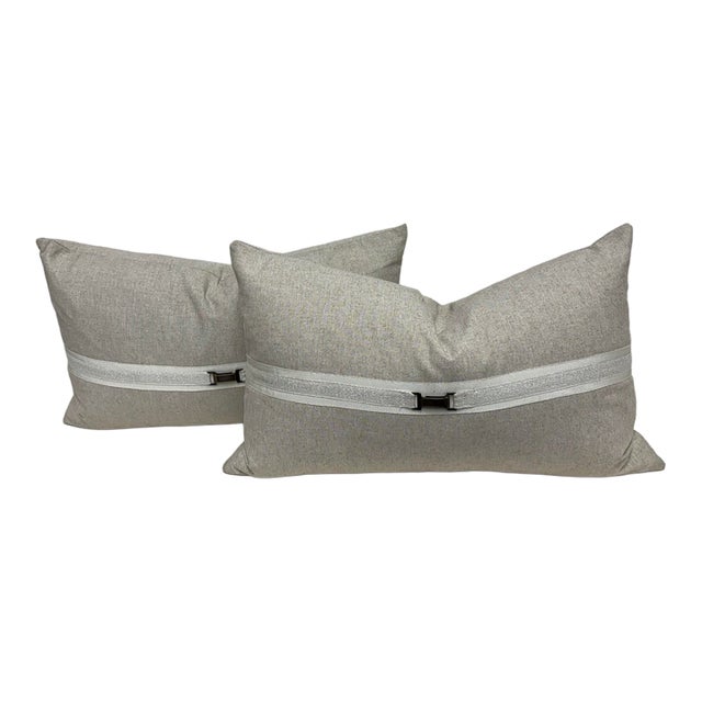 Thom Filicia Home Collection Frost Buckle Lumbar Pillows, Pair For Sale