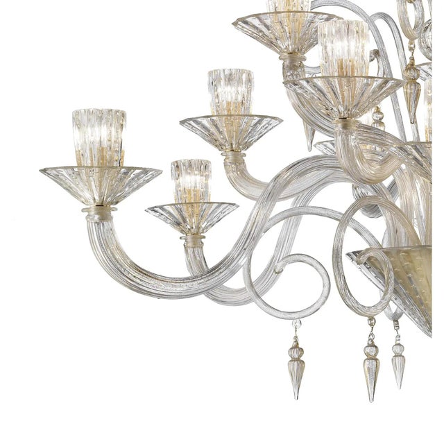Grand Imperial Rigadin Murano Glass Chandelier in Transparent and Gold by Simoeng for Simoeng For Sale - Image 4 of 7