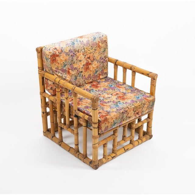 1970s Mid-Century Bamboo and Rattan Armchairs attributed to Vivai del Sud, Italy, 1970s, Set of 2 For Sale - Image 5 of 16