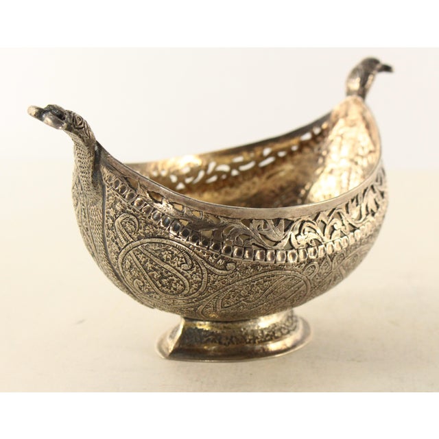Metal 19th Century Kashmiri High Grade Silver Chiseled Kashkul, Beggar's Bowl For Sale - Image 7 of 12
