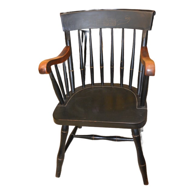 Dartmouth 1769 Nichols & Stone Black Wooden Arm / Captains Chair College Lodge Library For Sale