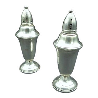 Vintage 1930s Sterling Silver Salt & Pepper Shakers With Glass Liners- Set of 2 For Sale