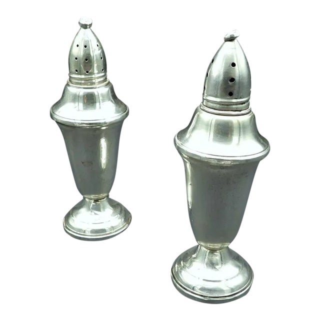 Vintage 1930s Sterling Silver Salt & Pepper Shakers With Glass