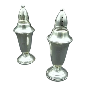 Vintage 1930s Sterling Silver Salt & Pepper Shakers With Glass Liners- Set of 2
