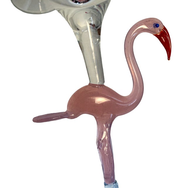 Vintage Hand-Blown Pink Flamingo Martini Glasses - Set of 6 For Sale - Image 4 of 7